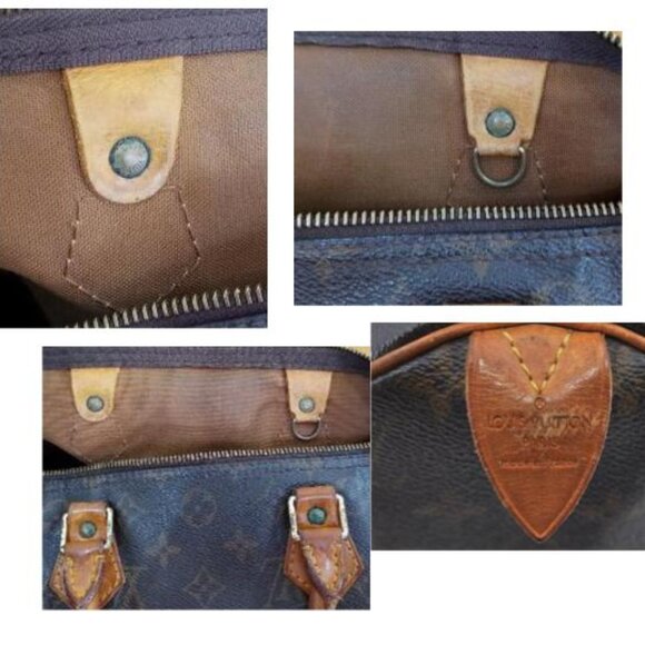 SALE! Vintage Louis Vuitton Speedy 30 Monogram Logo Satchel Brown Bag FREE Liner - Picture 15 of 16